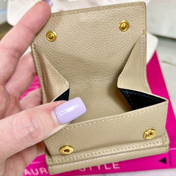 Saint Laurent Taupe Calfskin Line Flap Compact Wallet - Picture 7 of 11